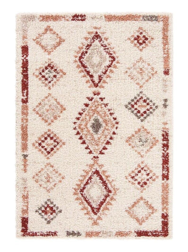 Tapis berbère shaggy ethnique Ismay Rouge - Kiabi