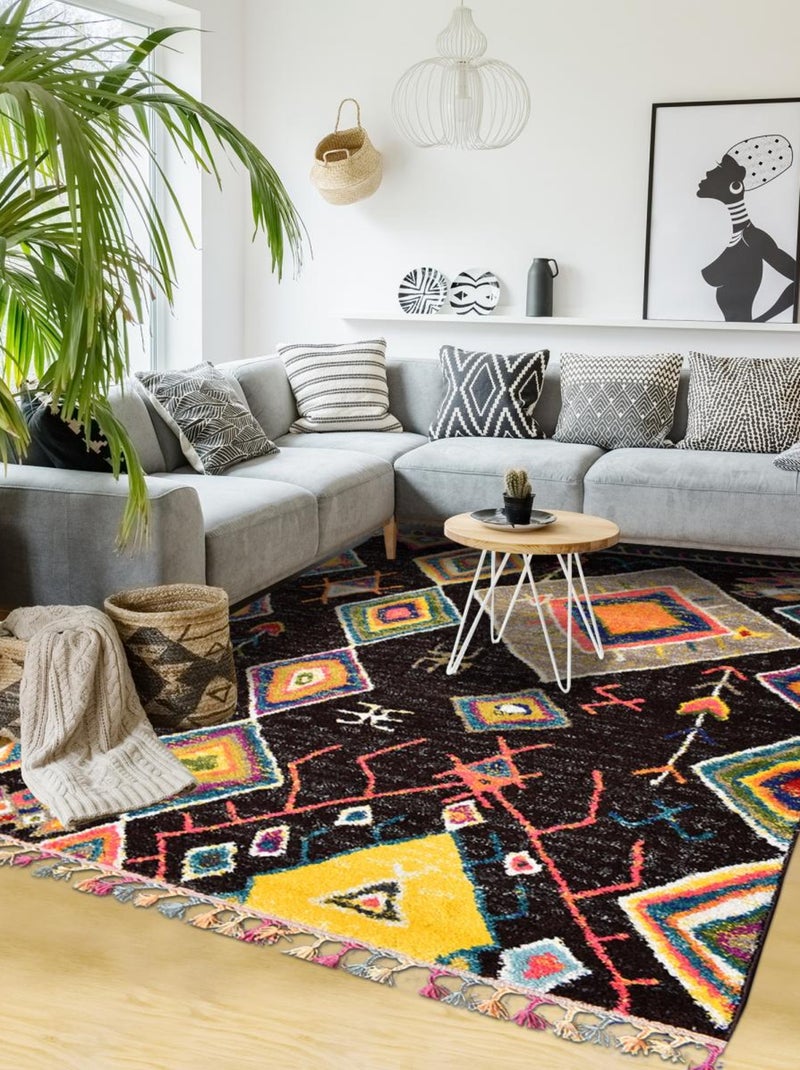 Tapis berbère tissé motif ethnic AGAD Marron - Kiabi