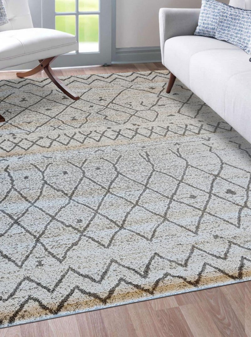 Tapis berbère tissé motif ethnic ESSAOUER Beige - Kiabi