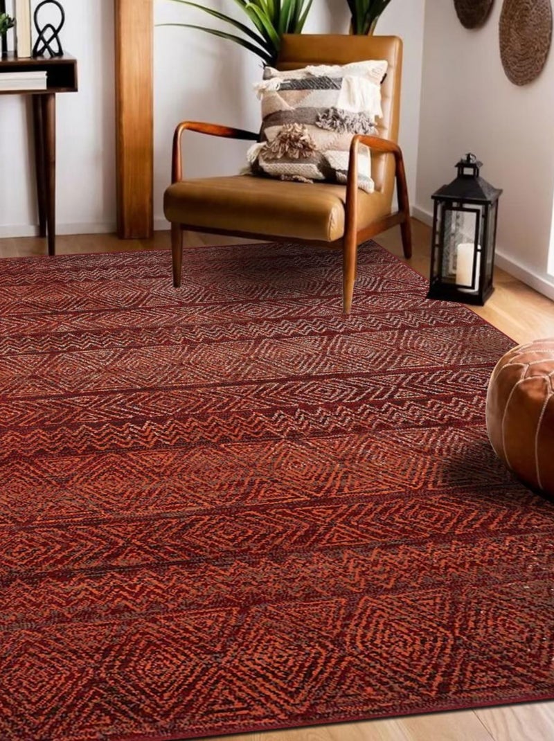 Tapis berbère tissé motif ethnic LYN1 CHILA Rouge - Kiabi