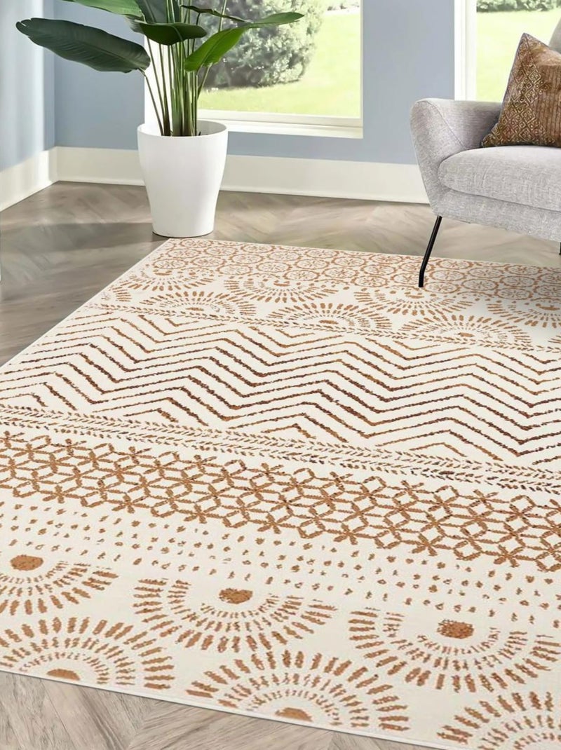 Tapis berbère tissé motif ethnic LYN1 ORIENVAG Ecru - Kiabi