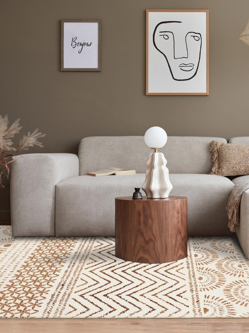 Tapis berbère tissé motif ethnic LYN1 ORIENVAG Ecru - Kiabi