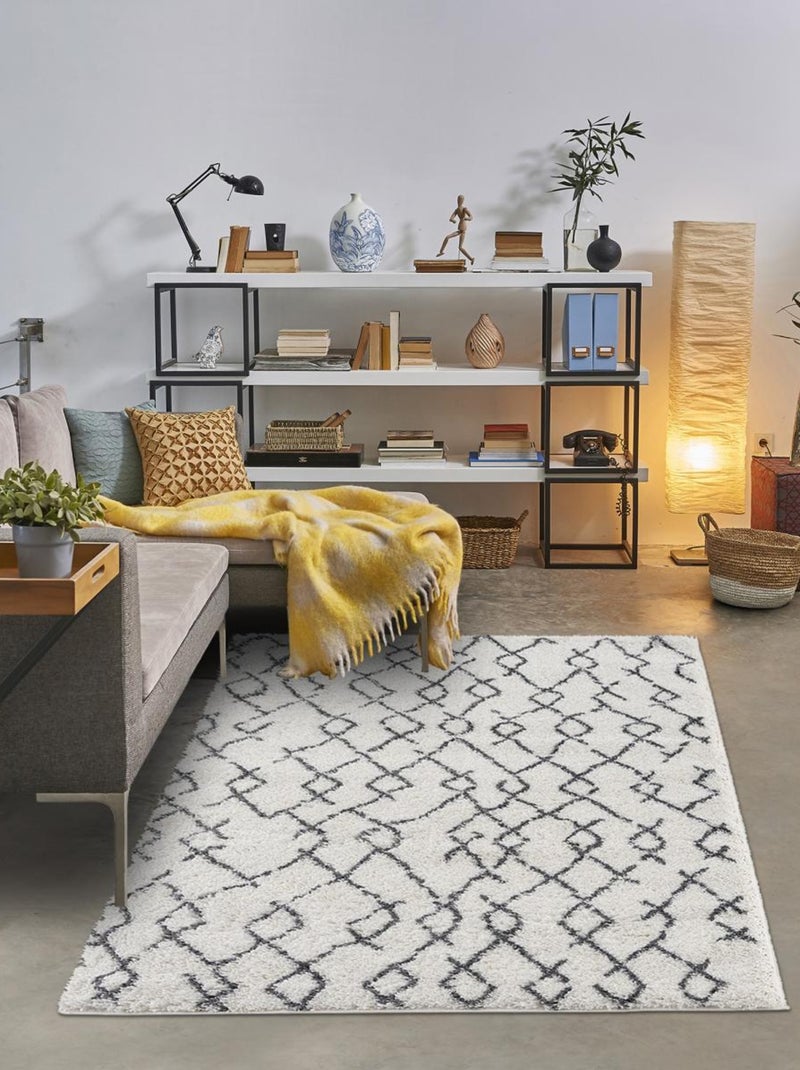 Tapis berbère tissé motif ethnic LYN4 BENYLE B Ecru - Kiabi