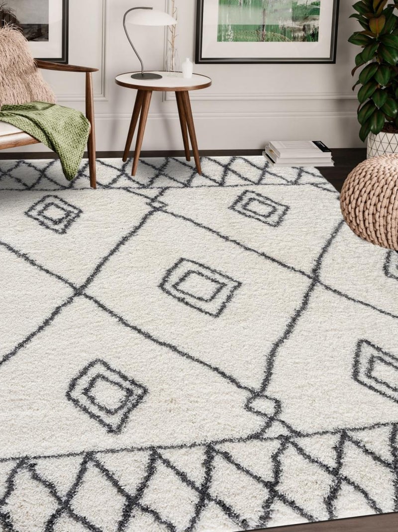 Tapis berbère tissé motif ethnic LYN4 DOUX 2 Ecru - Kiabi