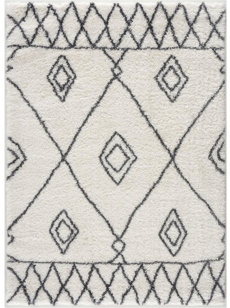Tapis berbère tissé motif ethnic LYN4 DOUX 2 Ecru - Kiabi