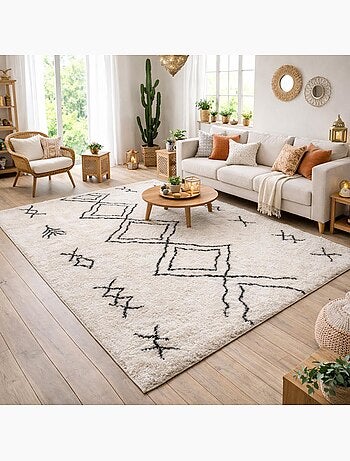 Tapis berbère tissé motif ethnic LYN4 DOUX 3