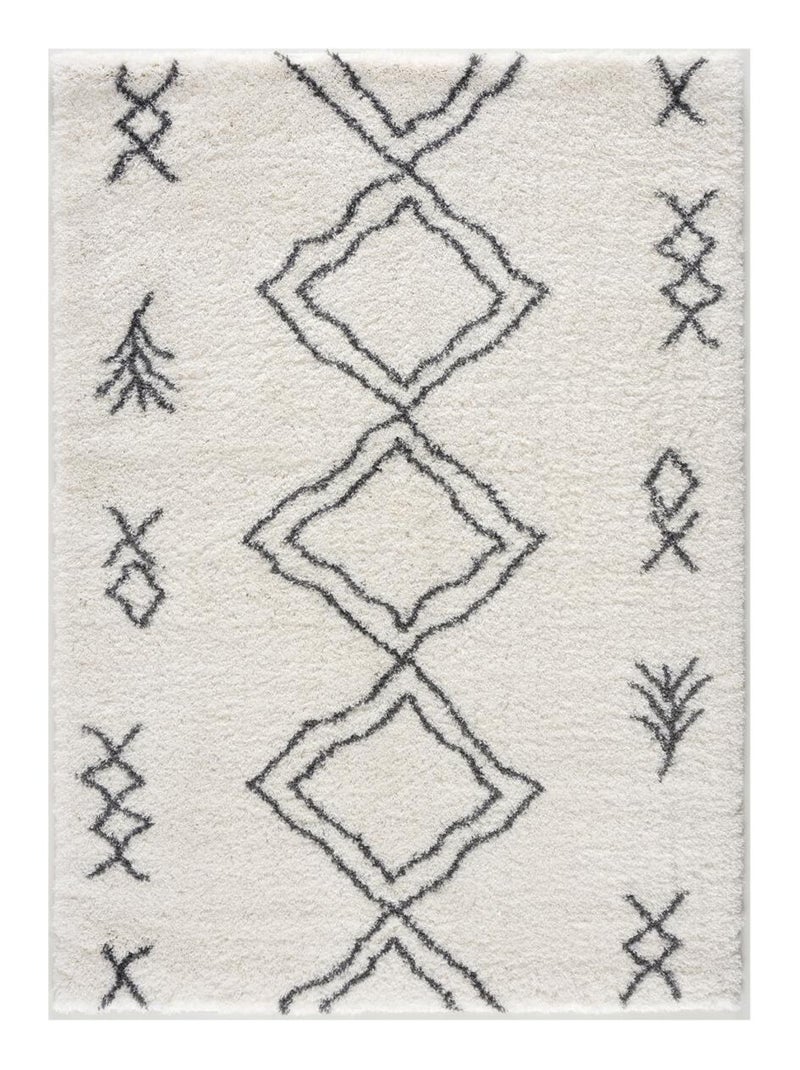 Tapis berbère tissé motif ethnic LYN4 DOUX 3 Ecru - Kiabi