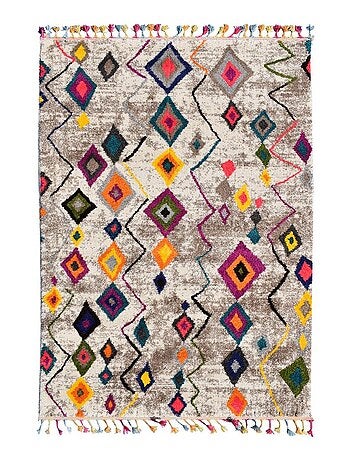 Tapis berbère tissé motif ethnic LYN5 ESSARO