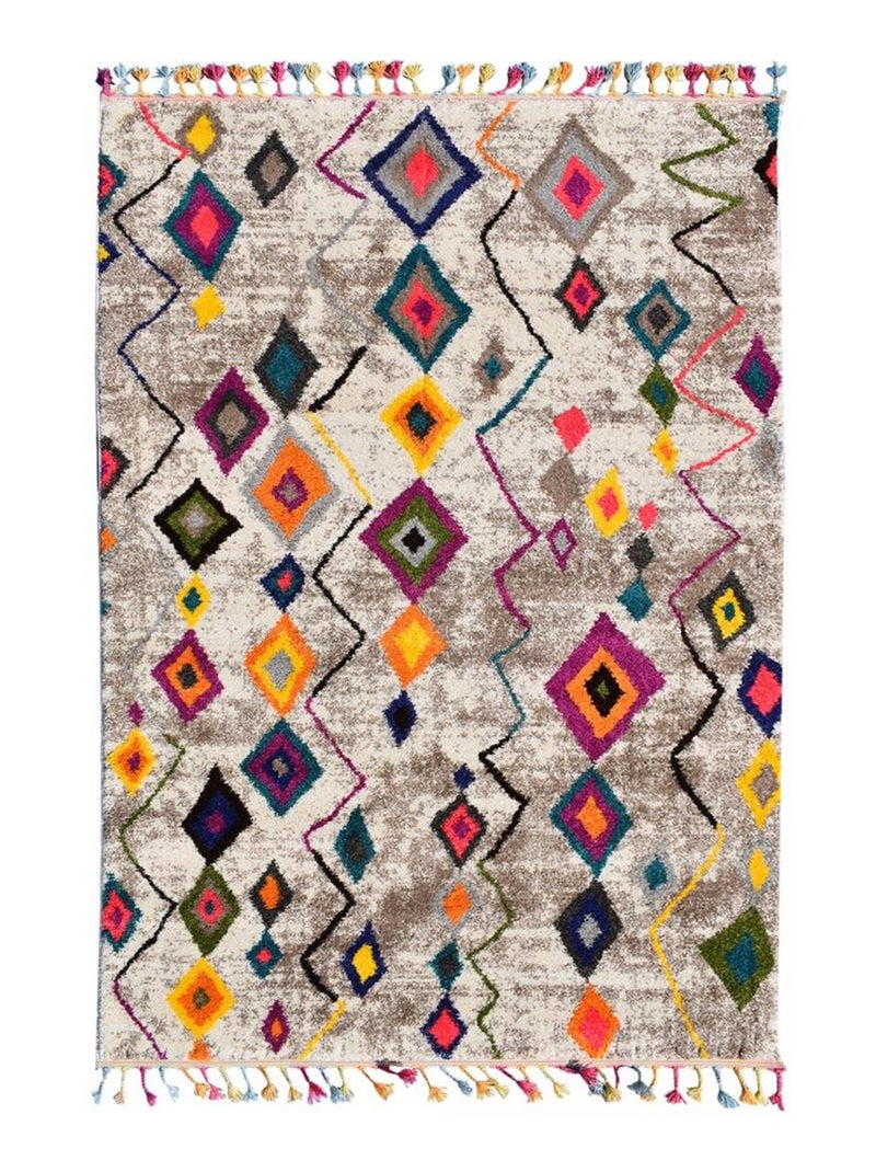 Tapis berbère tissé motif ethnic LYN5 ESSARO Gris - Kiabi
