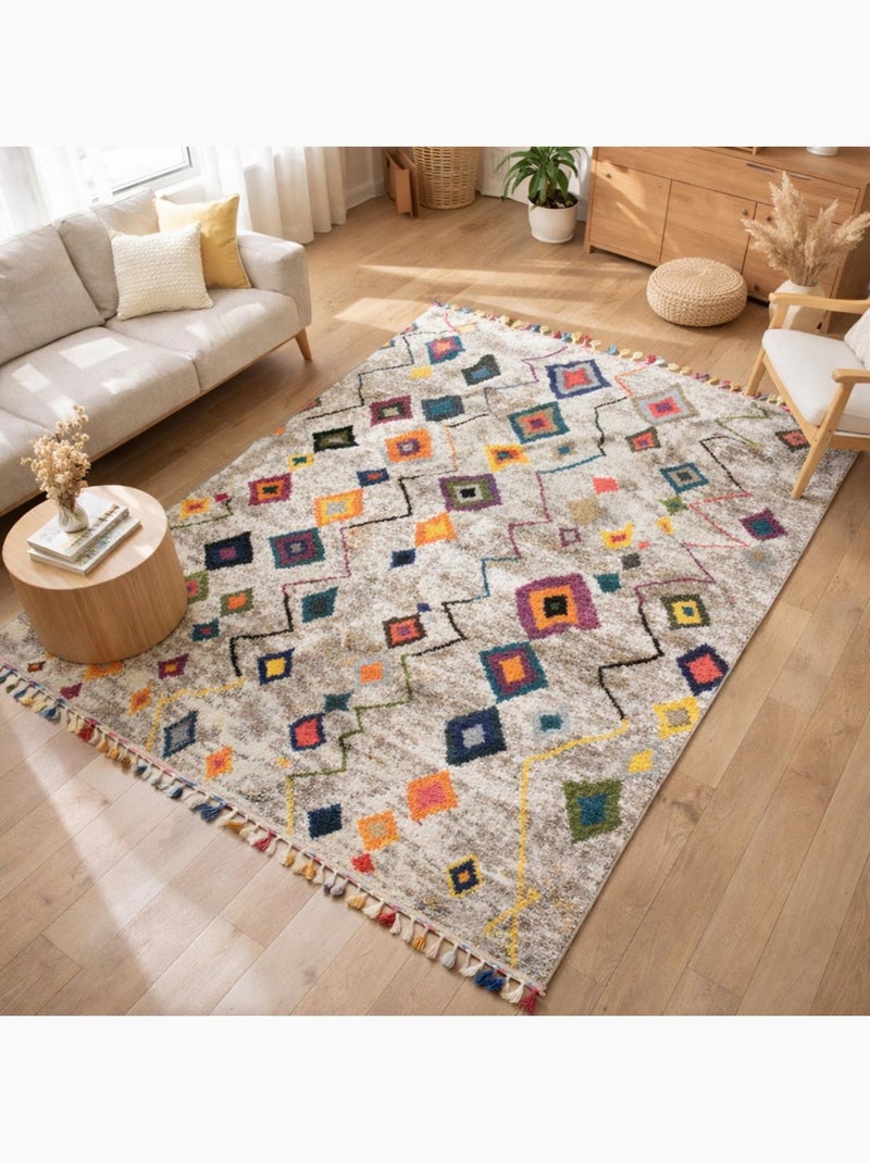 Tapis berbère tissé motif ethnic LYN5 ESSARO Gris - Kiabi