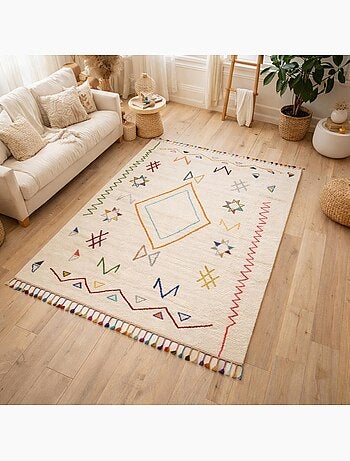 Tapis berbère tissé motif ethnic LYN5 JADIDA