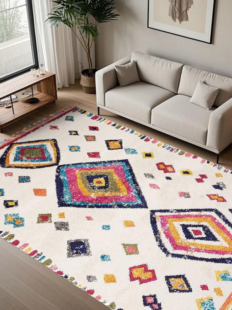 Tapis berbère tissé motif ethnic LYN5 Multicolore - Kiabi