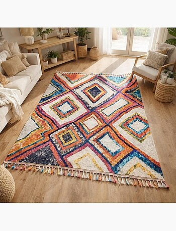 Tapis berbère tissé motif ethnic LYN5 OURIKA D