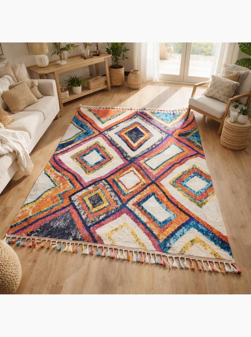Tapis berbère tissé motif ethnic LYN5 OURIKA D - Kiabi