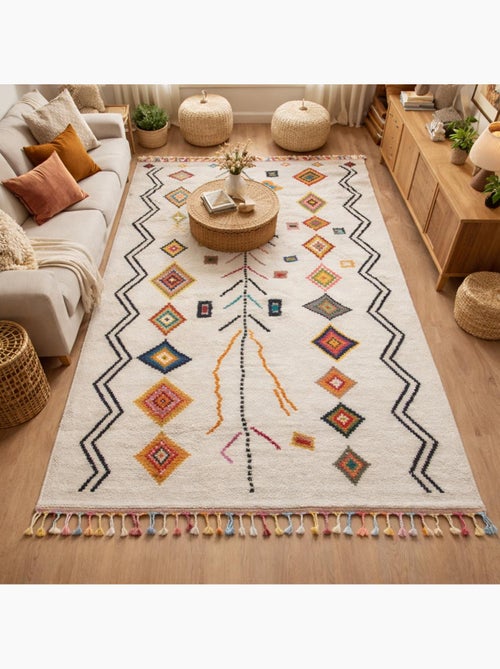 Tapis berbère tissé motif ethnic LYN5 OURIKA E - Kiabi