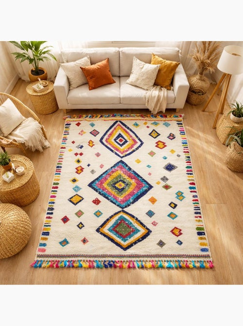 Tapis berbère tissé motif ethnic LYN5 OURIKA F - Kiabi