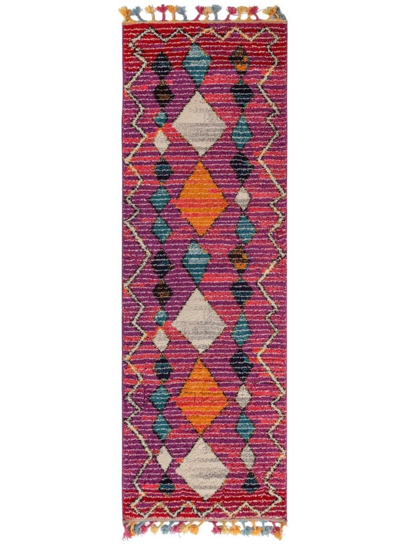 Tapis berbère tissé motif ethnic lyn5 ourika h Rose - Kiabi