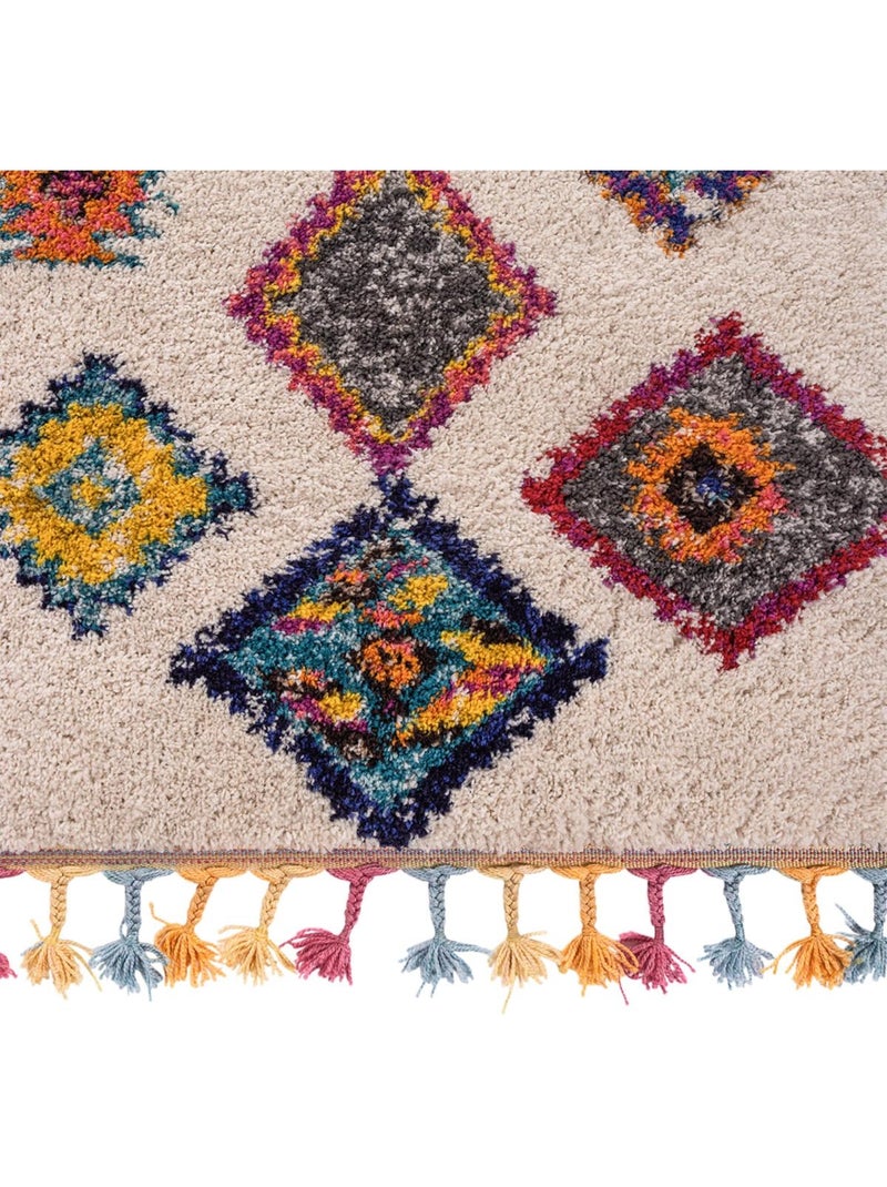 Tapis berbère tissé motif ethnic lyn5 ourika k Ecru - Kiabi