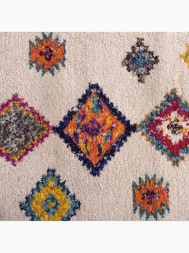 Tapis berbère tissé motif ethnic lyn5 ourika k Ecru - Kiabi