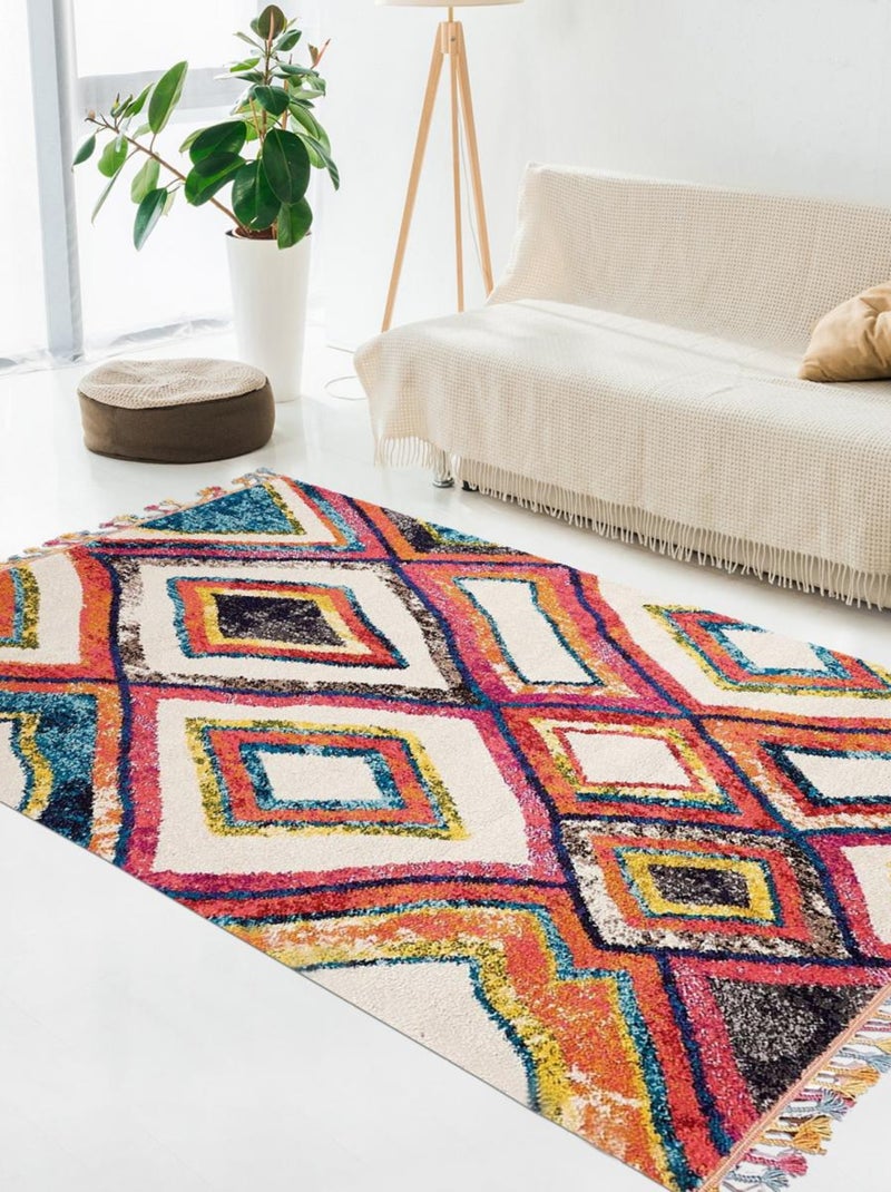Tapis berbère tissé motif ethnic OURIKA Multicolore - Kiabi