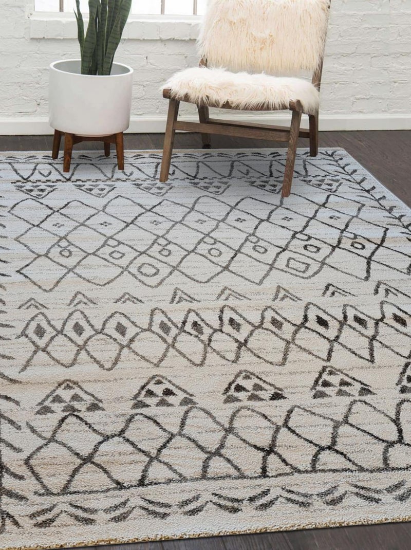 Tapis berbère tissé motif ethnic ZITOUN Ecru - Kiabi