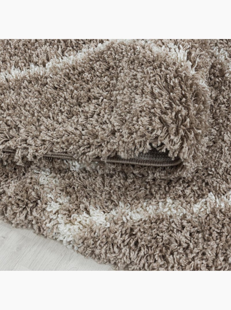 Tapis berbère tissé motif losange SHAGGY A Beige - Kiabi
