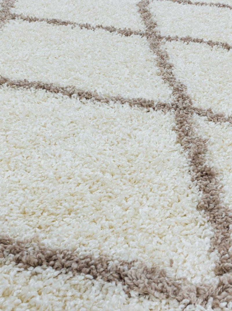 Tapis berbère tissé motif losange SHAGGY A Ecru - Kiabi