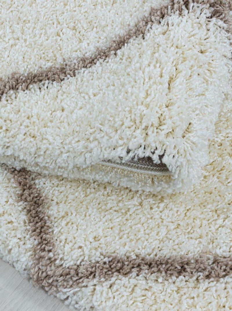 Tapis berbère tissé motif losange SHAGGY A Ecru - Kiabi