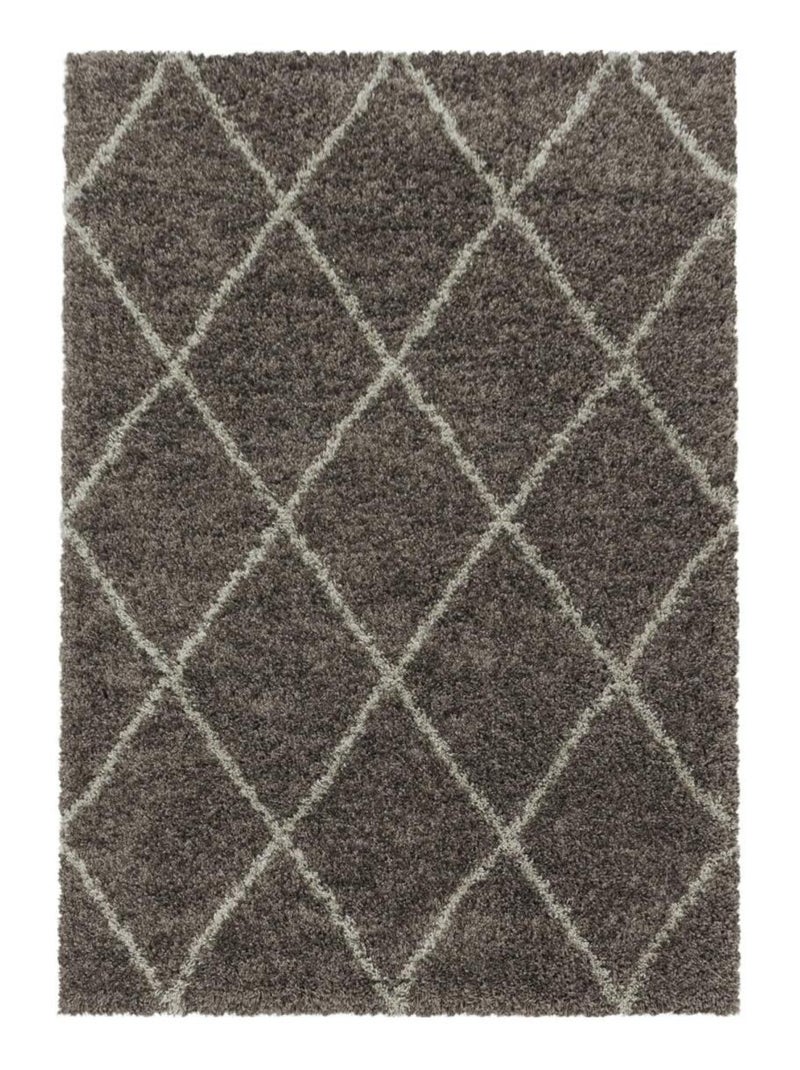 Tapis berbère tissé motif losange SHAGGY A Marron - Kiabi