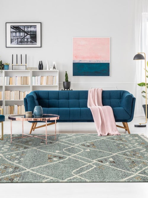 Tapis berbère tissé motif saharien PASTEL D - Kiabi