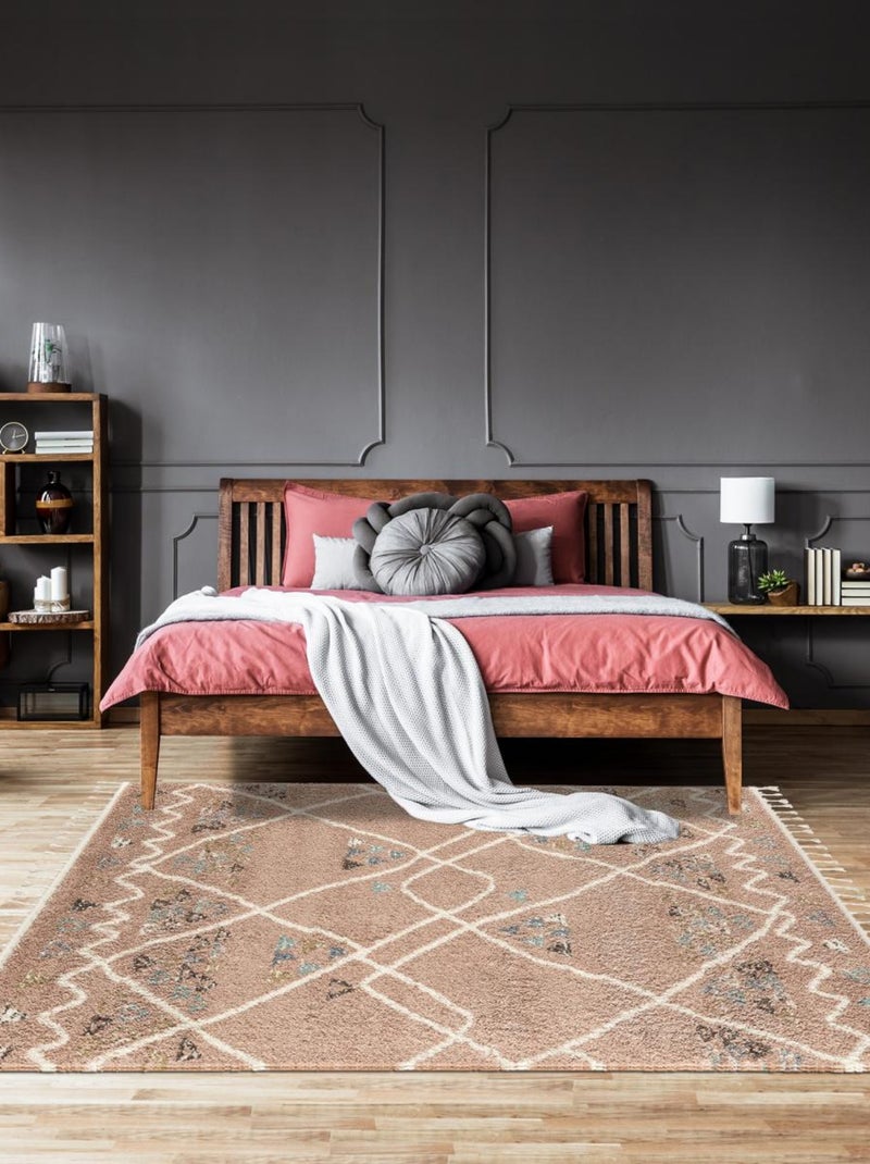 Tapis berbère tissé motif saharien PASTEL D Rose - Kiabi