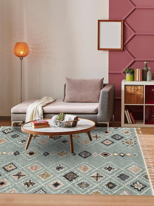 Tapis berbère tissé motif saharien PASTEL E - Kiabi
