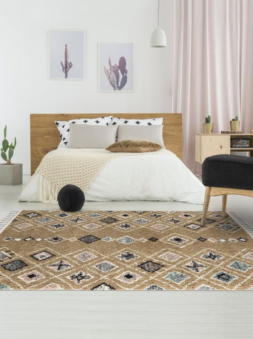 Tapis berbère tissé motif saharien PASTEL E - Kiabi