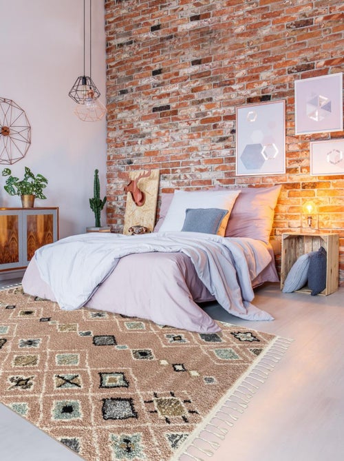 Tapis berbère tissé motif saharien PASTEL E - Kiabi