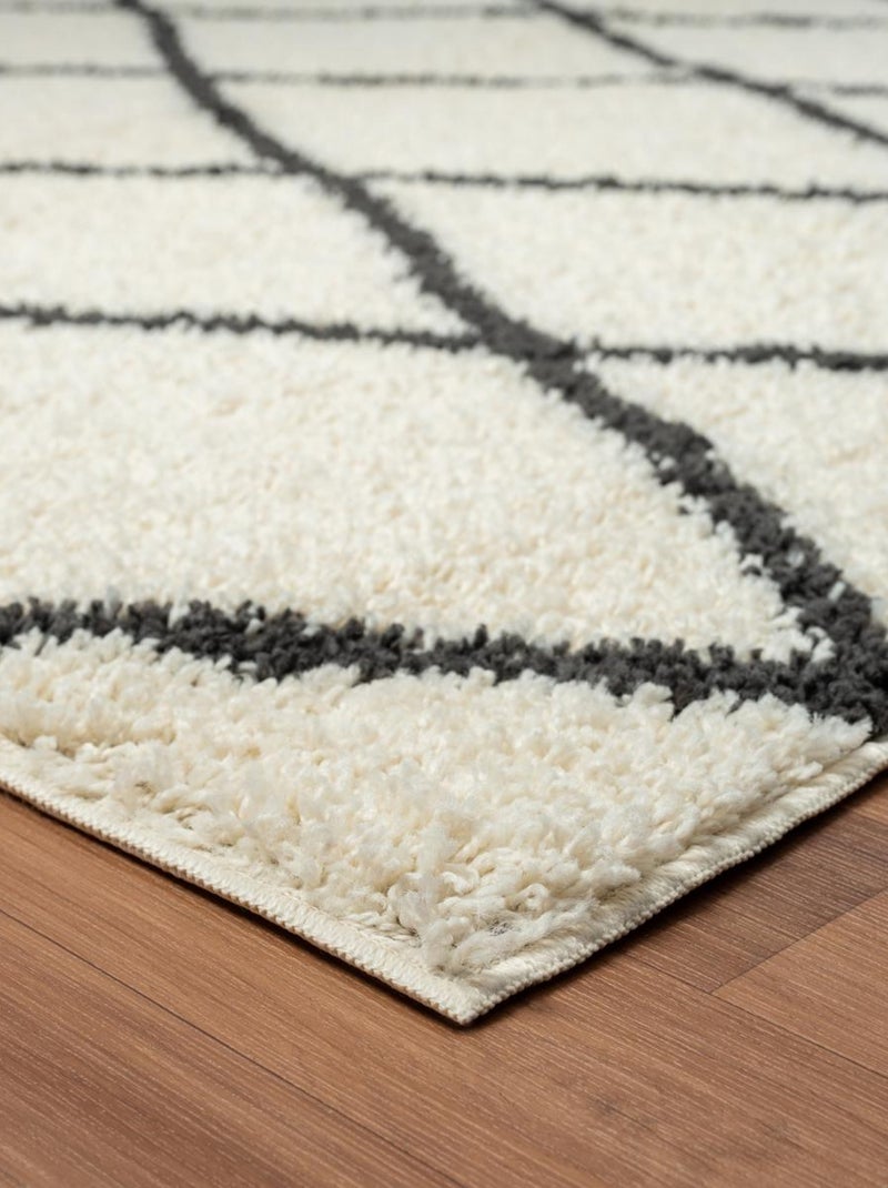 Tapis berbère tissé motifs ethno-chic BENYLE Ecru - Kiabi