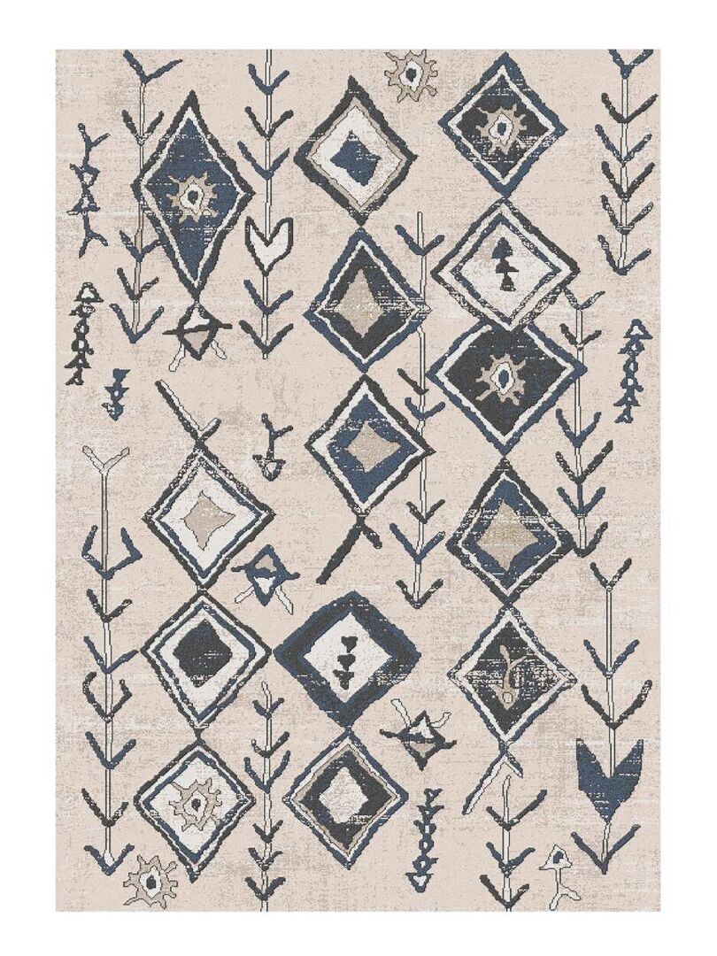 Tapis Intérieur/Extérieur TESSO LIVING – Motif Boho Ethno Beige 160x220 Cm – Antidérapant, Résistant UV & Intempéries, Polypropylène
