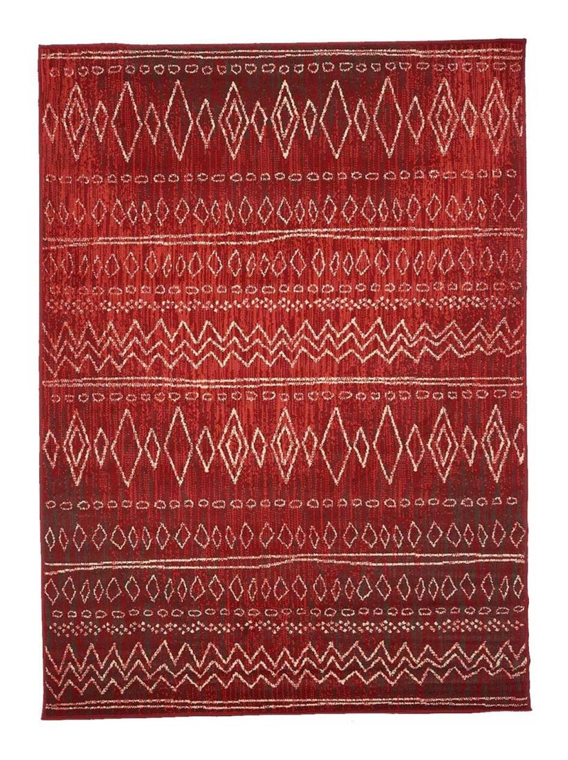 Tapis berbère tissé motifs tribaux LYN1 BERBI Rouge - Kiabi