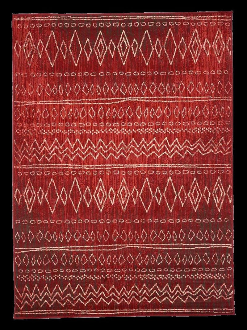 Tapis berbère tissé motifs tribaux LYN1 BERBI Rouge - Kiabi