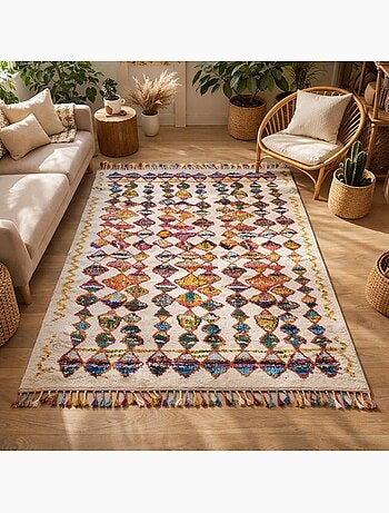Tapis berbère tissé motifs tribaux LYN5 OURIKA A