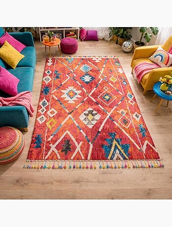 Tapis berbère tissé motifs tribaux LYN5 OURIKA B