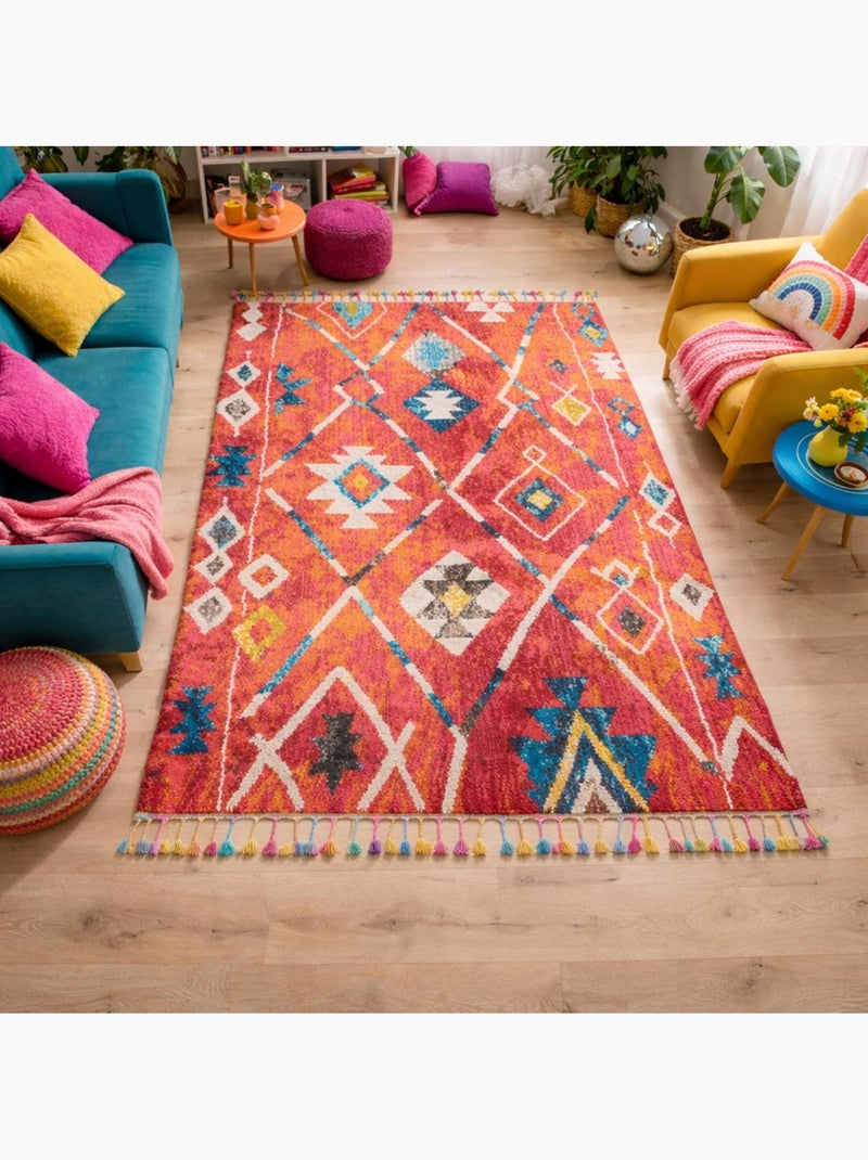 Tapis berbère tissé motifs tribaux LYN5 OURIKA B Multicolore - Kiabi