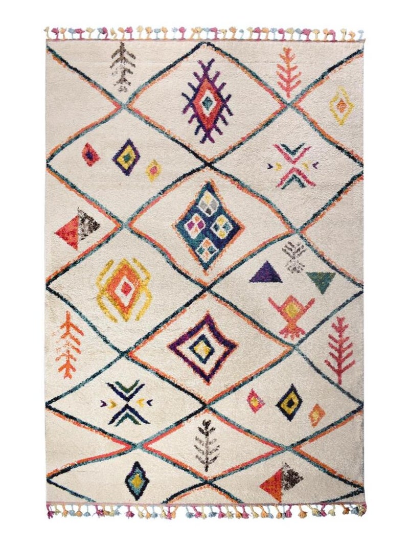 Tapis berbère tissé motifs tribaux LYN5 OURIKA C Multicolore - Kiabi