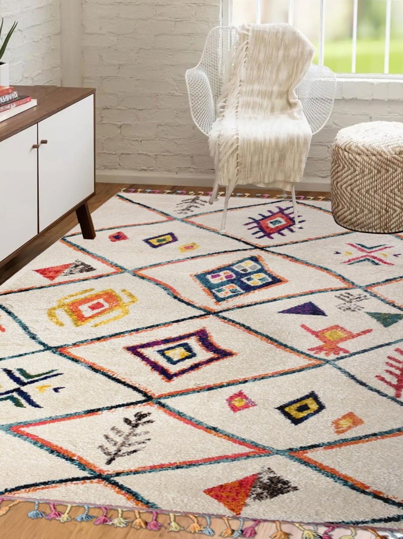 Tapis berbère tissé motifs tribaux LYN5 OURIKA Multicolore - Kiabi