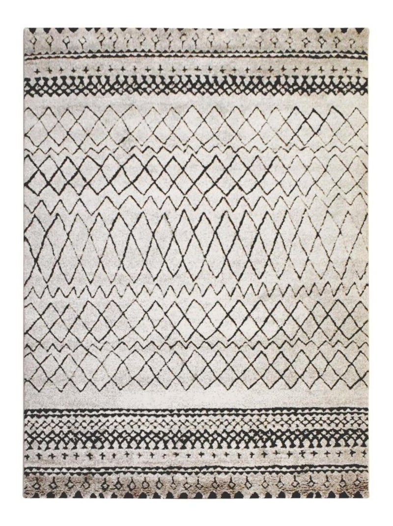 Tapis berbère tissé motifs tribaux LYN8  MABAL Ecru - Kiabi