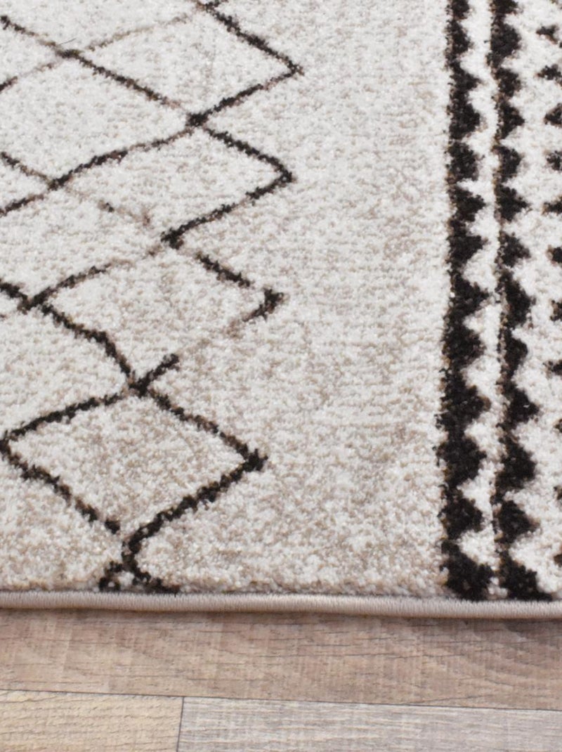 Tapis berbère tissé motifs tribaux LYN8  MABAL Ecru - Kiabi