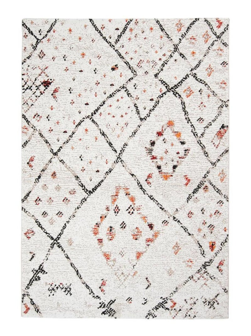 Tapis berbère tissé motifs tribaux LYN8 MORA Ecru - Kiabi