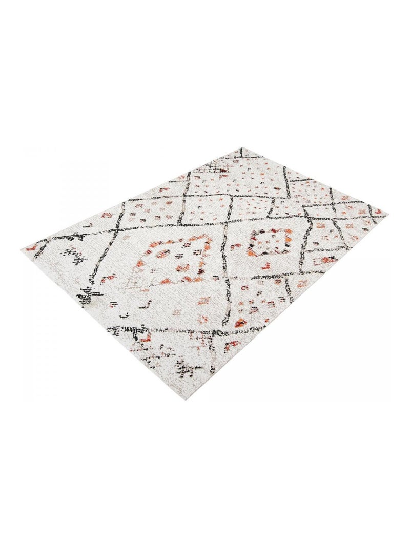 Tapis berbère tissé motifs tribaux LYN8 MORA Ecru - Kiabi