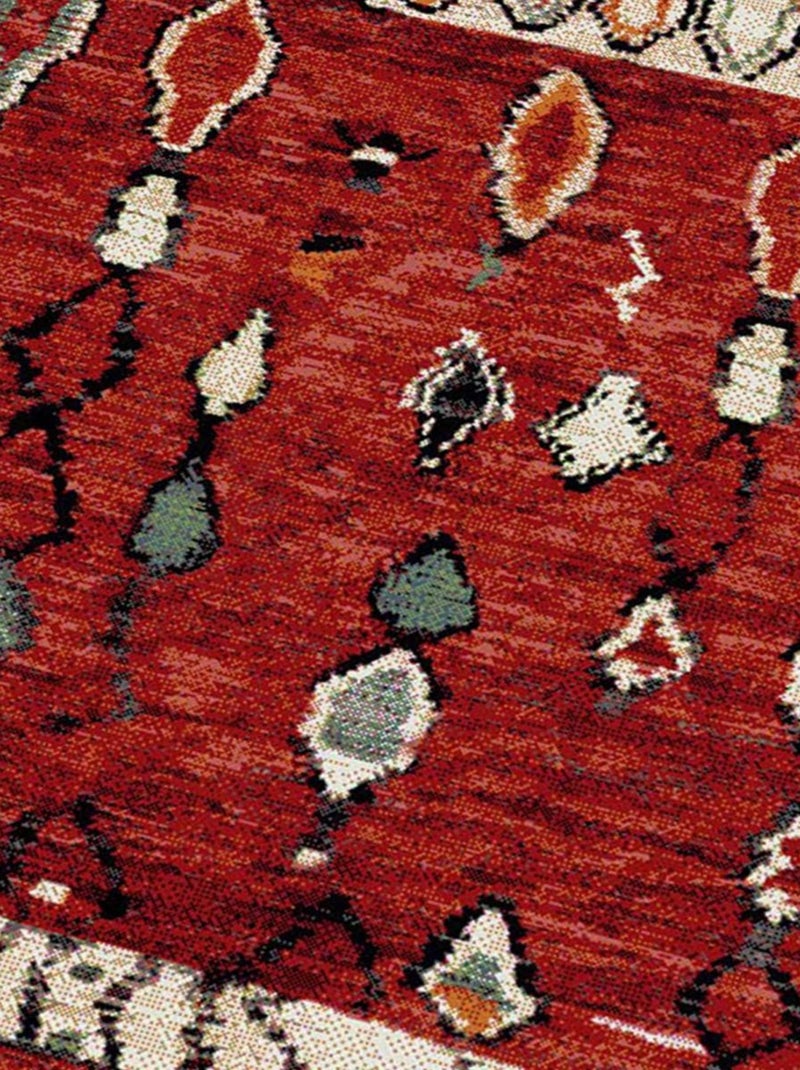 Tapis berbère tissé motifs tribaux LYN8 MOROCO Rouge - Kiabi