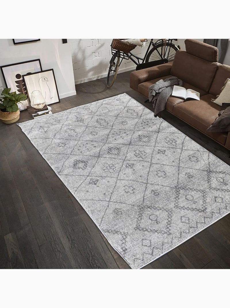 Tapis berbère tissé motifs tribaux SAUTUL Ecru - Kiabi