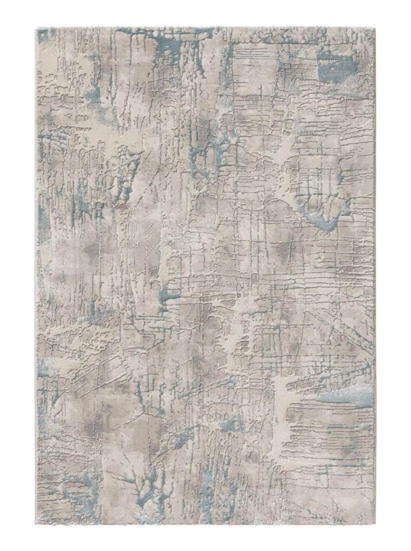 Tapis bleu design avec effet 3D rayé pour intérieur Bruges Bleu - Kiabi